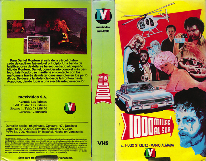 1000 MILLAS AL SUR VHS COVER, VHS COVERS