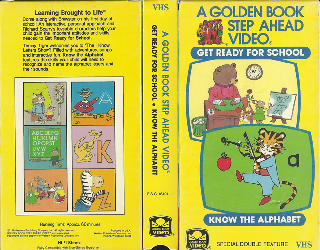 A GOLDEN BOOK STEP AHEAD VIDEO : KNOW THE ALPHABET VHS COVER, VHS COVERS