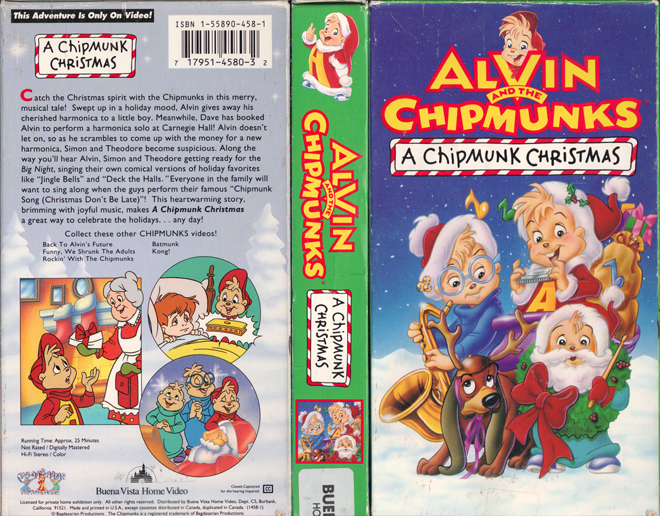 ALVIN AND THE CHIPMUNKS : A CHIPMUNK CHRISTMAS VHS COVER, VHS COVERS