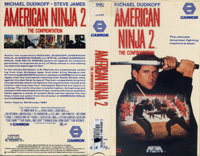 AMERICAN NINJA 2 : THE CONFRONTATION VHS COVER, VHS COVERS