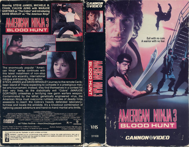 AMERICAN NINJA 3 : BLOOD HUNT VHS COVER, VHS COVERS