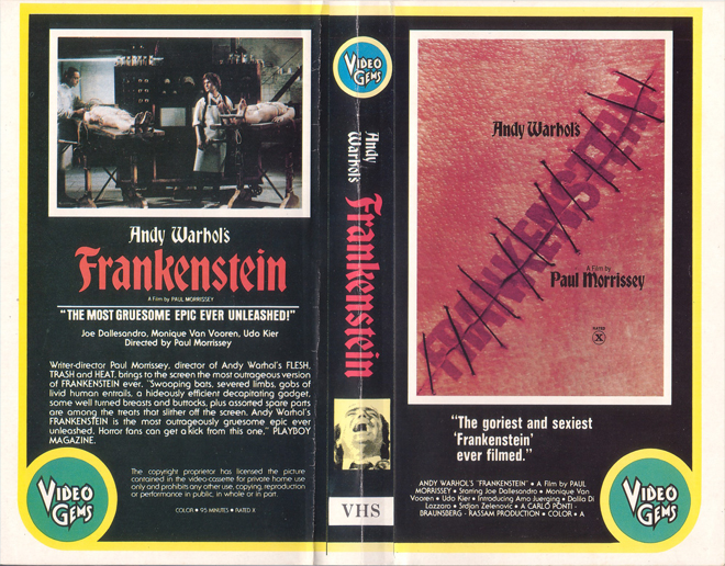 ANDY WARHOL'S FRANKENSTEIN, VHS COVERS