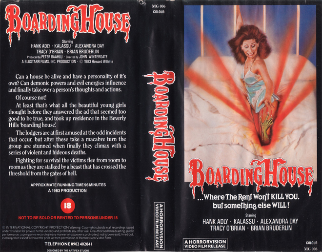 BOARDING HOUSE A HORRORVISION VIDEO FILM-RELEASE VHS COVER
