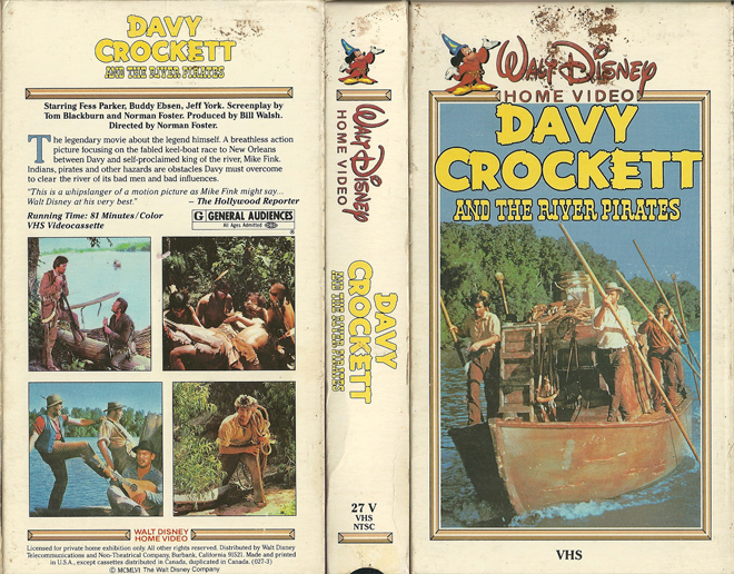 DAVY CROCKETT AND THE RIVER PIRATES WALT DISNEY HOME VIDEO VHS COVER