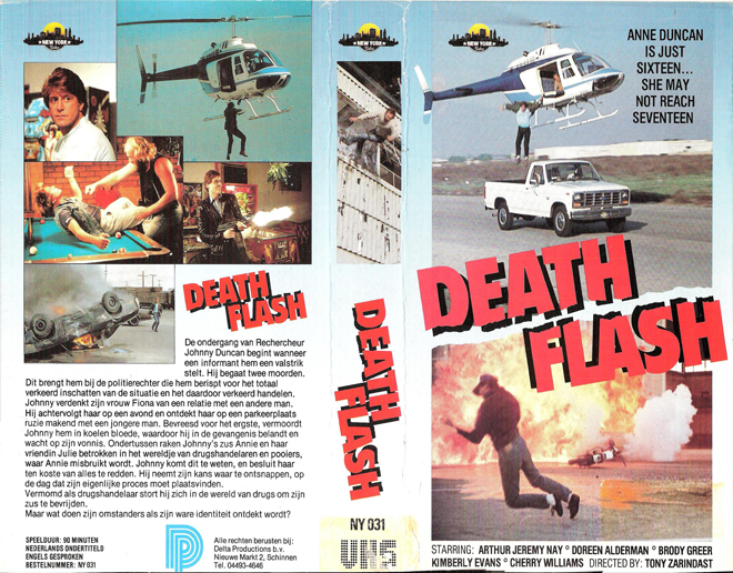 DEATH FLASH, ACTION EXPLOITATION, ACTION, HORROR, SCI-FI, THRILLER, SEX COMEDY,  DRAMA, SEXPLOITATION, VHS COVER, VHS COVERS, DVD COVER, DVD COVERS