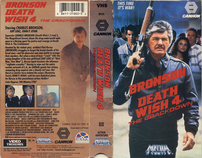 DEATH WISH 4 THE CRACKDOWN CHARLES BRONSON VHS COVER