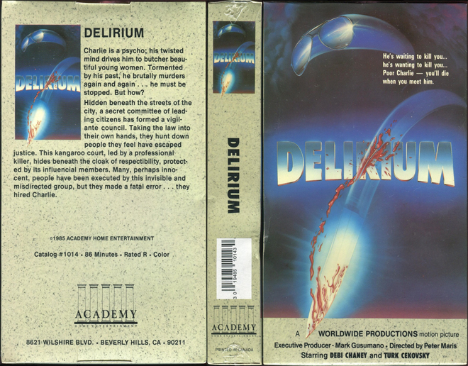 DELIRIUM HORROR VHS COVER