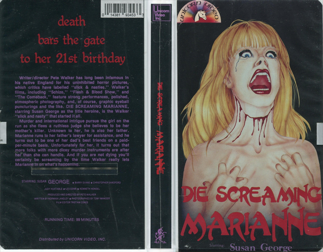 DIE SCREAMING MARIANNE UNICORN VIDEO VHS COVER