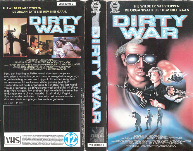 DIRTY WAR, BIG BOX, HORROR, ACTION EXPLOITATION, ACTION, HORROR, SCI-FI, MUSIC, THRILLER, SEX COMEDY,  DRAMA, SEXPLOITATION, VHS COVER, VHS COVERS, DVD COVER, DVD COVERS