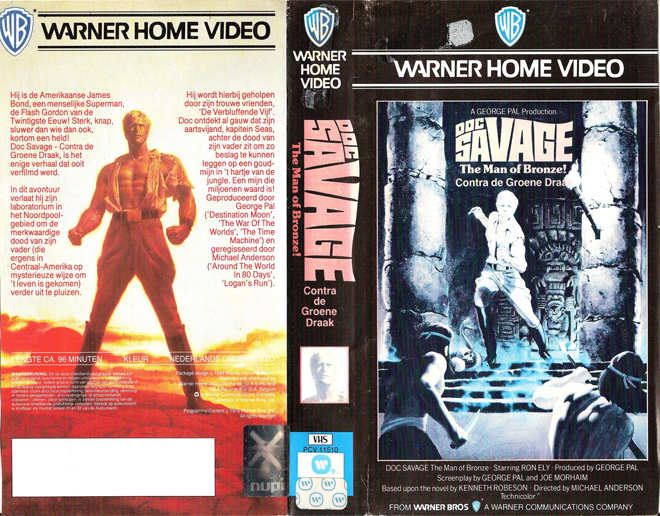 DOC SAVAGE : THE MAN OF BRONZE VHS COVER