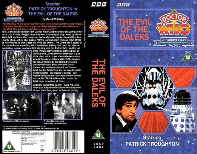 DOCTOR WHO : THE EVIL OF THE DALEKS VHS COVER