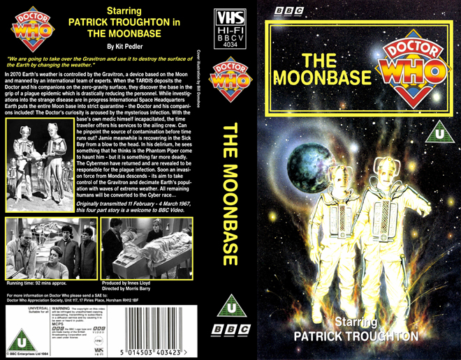DOCTOR WHO : THE MOONBASE VHS COVER