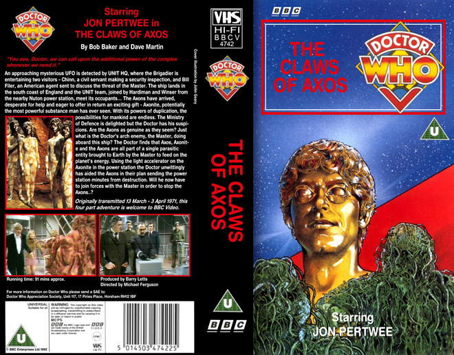 DR WHO : THE CLAWS OF AXOS VHS COVER