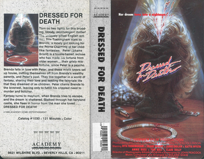 DRESSED FOR DEATH VHS COVER