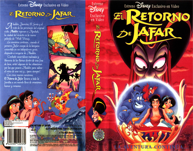 EL RETORNO DE JAFAR VHS COVER, VHS COVERS
