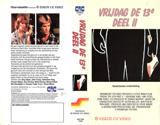 FRIDAY THE 13TH PART 2 GERMAN VHS COVER, VHS COVERS