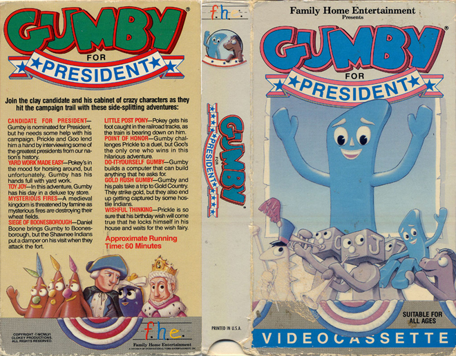 GUMBY FOR PRESIDENT VHS COVER