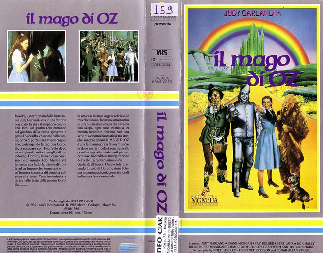 IL MAGO DI OZ VHS COVER