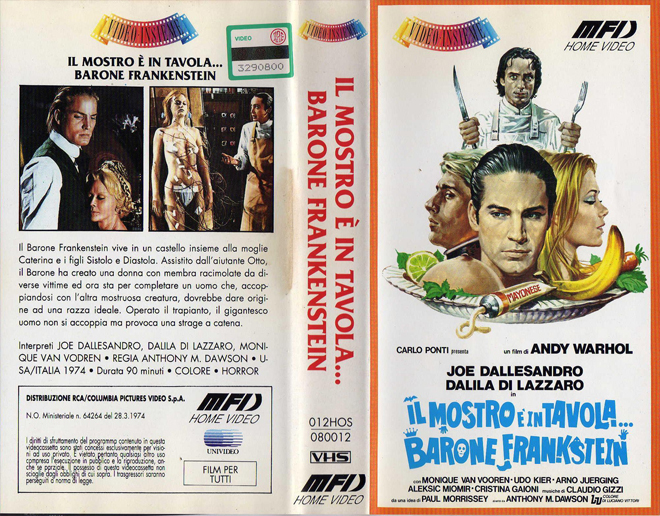 IL MONSTRO E IN TAVOLA BARONE FRANKENSTEIN AKA ANDY WARHOLS FRANKENSTEIN VHS COVER