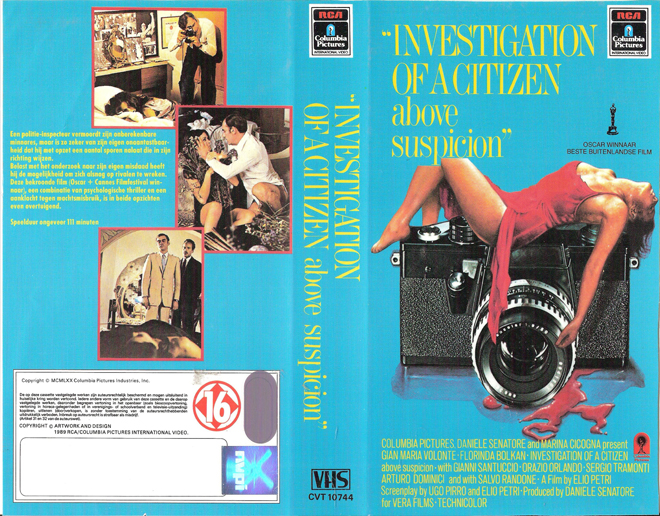 INVESTIGATION OF A CITIZEN ABOVE SUSPICION VHS COVER, VHS COVERS