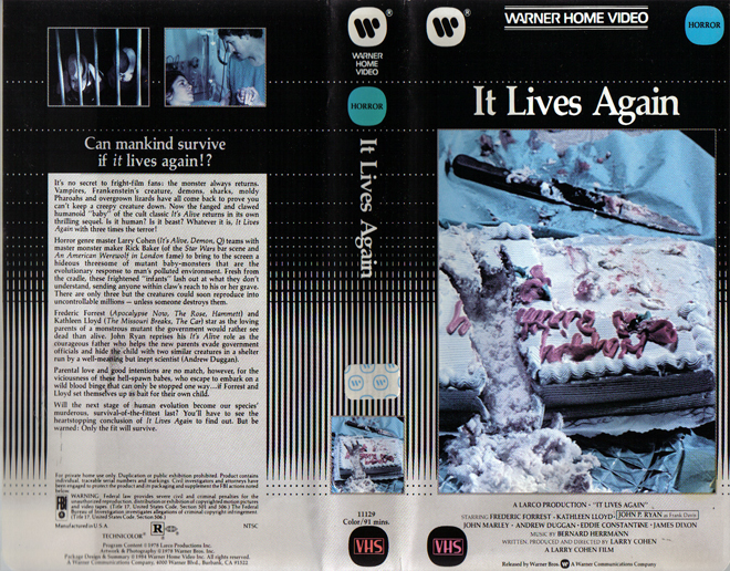 IT LIVES AGAIN CLAMSHELL VHS COVER