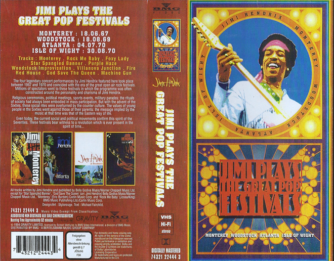 JIMI PLAYS THE GREAT POP FESTIVALS VHS COVER
