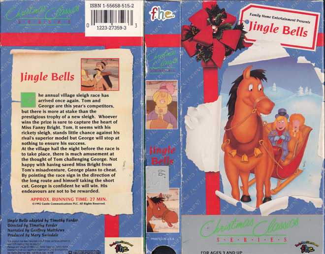 JINGLE BELLS FAMILY HOME ENTERTAINMENT VHS COVER