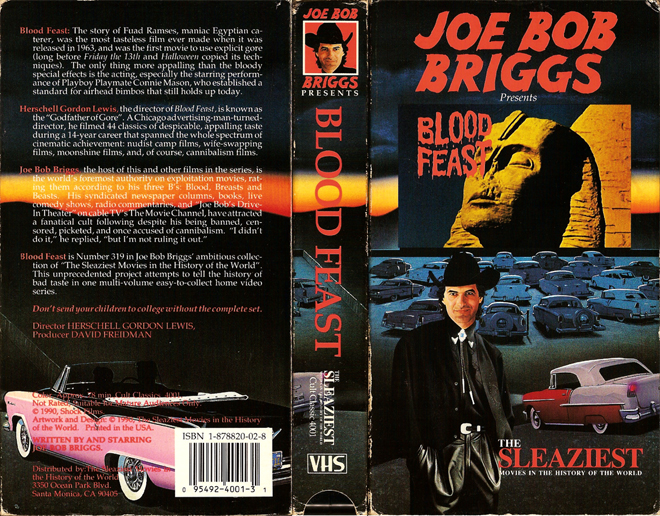 JOE BOB BRIGGS PRESENTS BLOOD FEAST THE SLEAZIEST MOVIES IN THE HISTORY OF THE WORLD VHS COVER