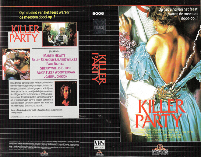 KILLER PARTY VHS COVER, VHS COVERS