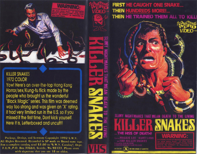 KILLER SNAKES, SOMETHING WEIRD VIDEO, SWV, VHS COVER, VHS COVERS