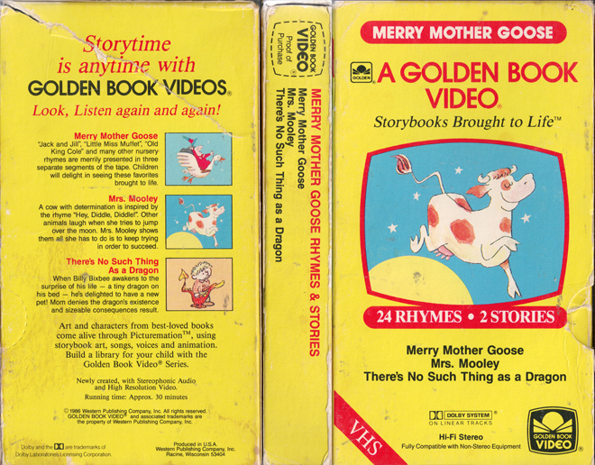 MERRY MOTHER GOOSE RHYMES AND STORIES : A GOLDEN BOOK VIDEO VHS COVER