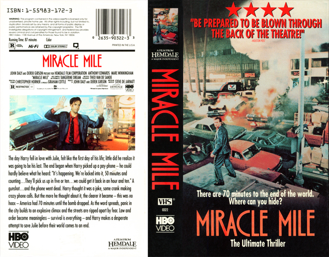 MIRACLE MILE VHS COVER