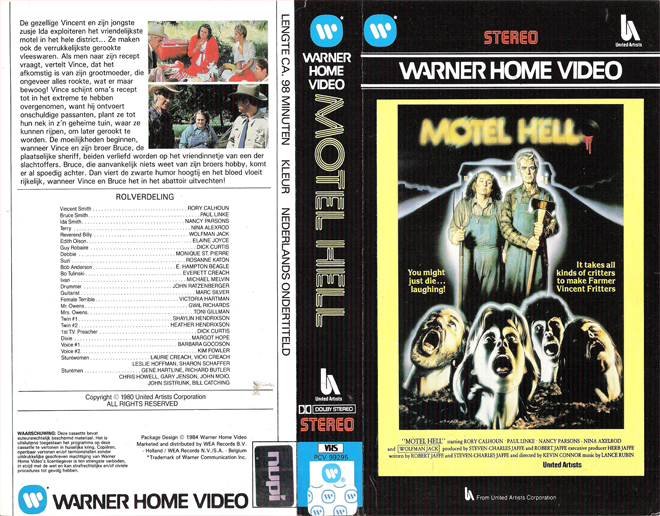 MOTEL HELL WARNER HOME-VIDEO VHS COVER