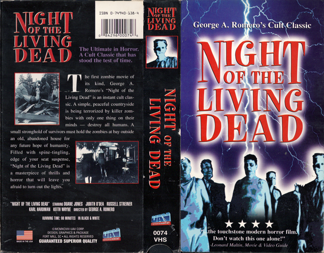 NIGHT OF THE LIVING DEAD UAV ENTERTAINMENT VHS COVER
