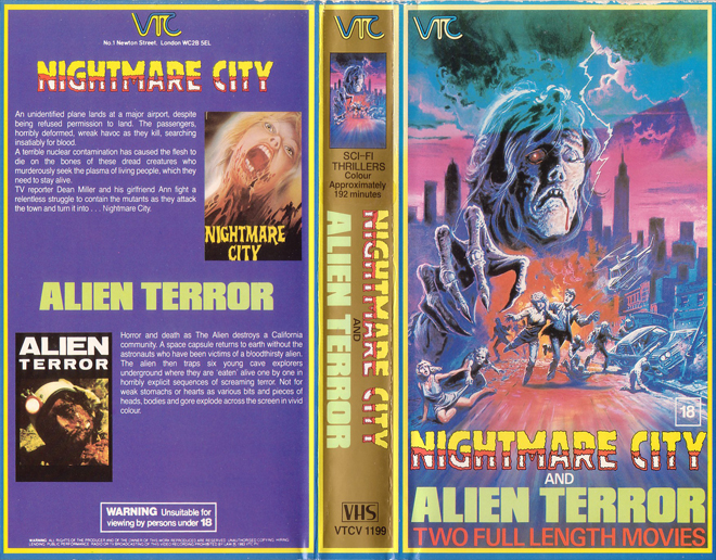 NIGHTMARE CITY AND ALIEN TERROR, VHS COVERS