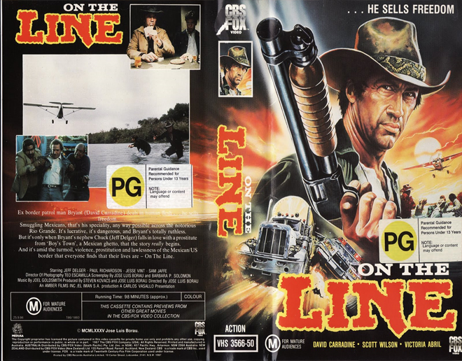 ON THE LINE DAVID CARADINE VHS COVER