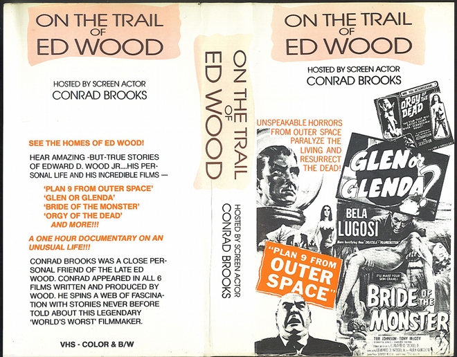 ON THE TRAIL OF ED WOOD HOSTED BY CONRAD BROOKS, SOMETHING WEIRD VIDEO, SWV, VHS COVER, VHS COVERS