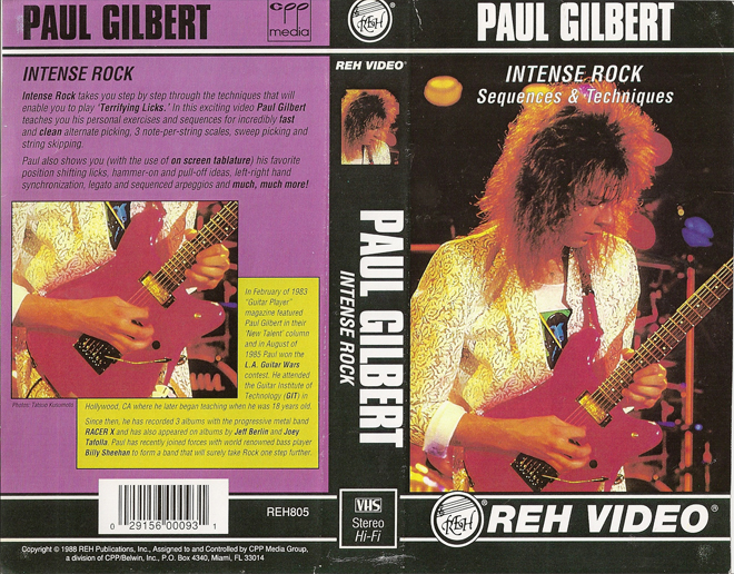 PAUL GILBERT : INTENSE ROCK SEQUENCES AND TECHNIQUES VHS COVER