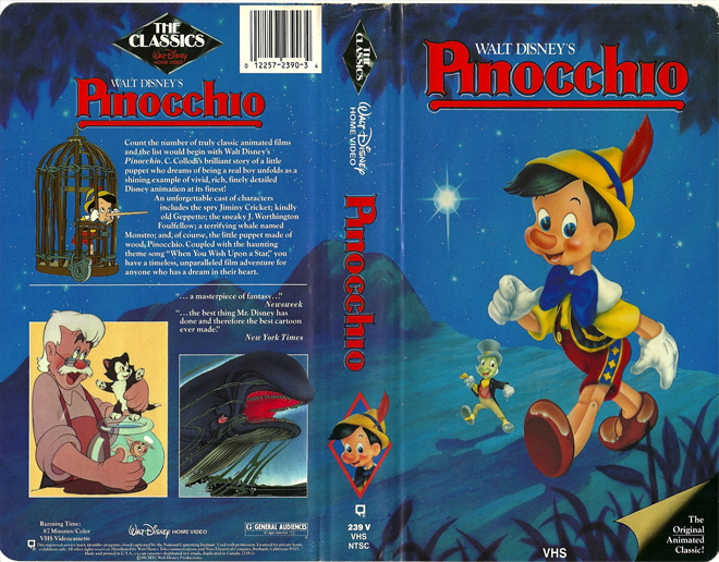 PINOCCHIO WALT DISNEY THE CLASSICS VHS COVER