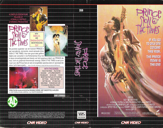 PRINCE : SIGN O THE TIMES VHS COVER