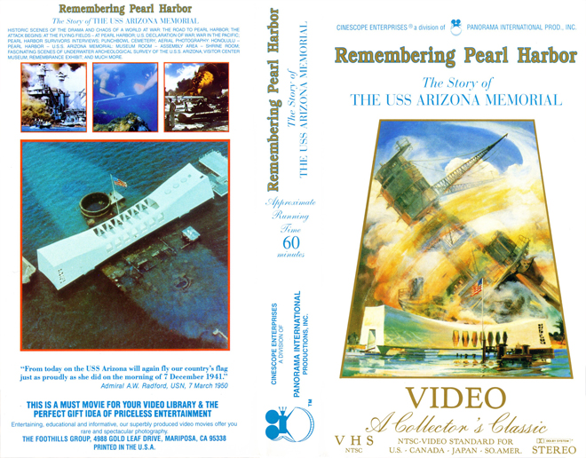 REMEMBERING PEARL HARBOR THE STORY OF THE USS ARIZONA MEMORIAL VHS COVER