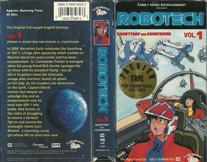 ROBOTECH VOLUME 1 VHS COVER, VHS COVERS