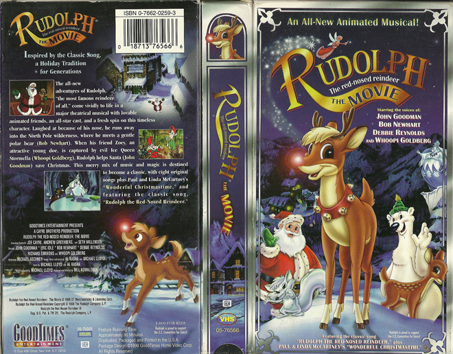 RUDOLPH THE RED NOSED REINDEER THE MOVIE VHS COVER, VHS COVERS