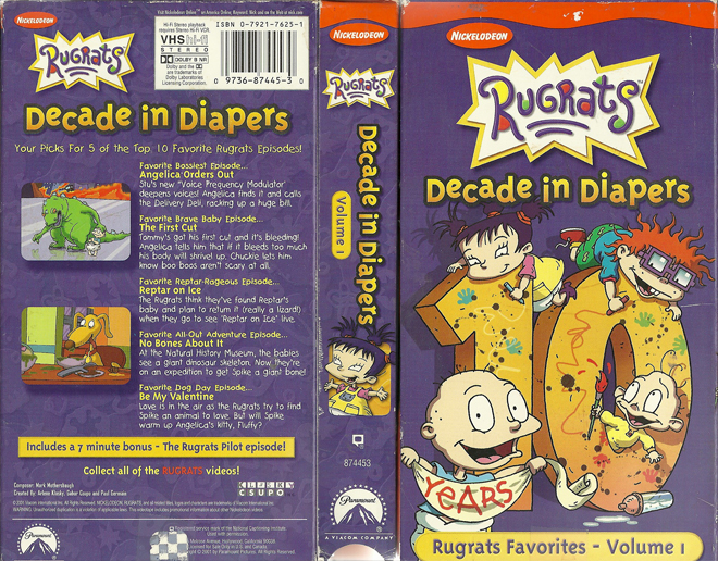 RUGRATS DECADE IN DIAPERS NICKELODEON VHS COVER