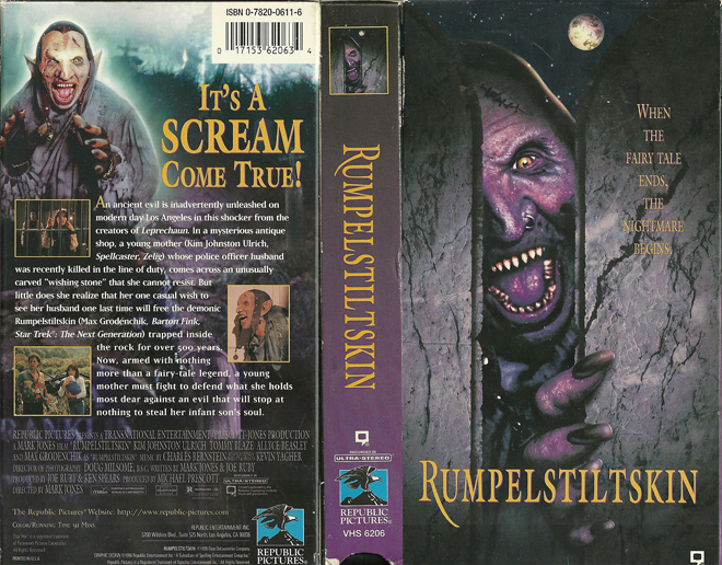 RUMPELSTILSKIN HORROR MOVIE VHS COVER