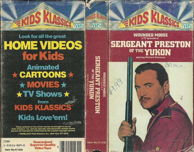 SERGEANT PRESTON OF THE YUKON : WOUNDED MOOSE VHS COVER