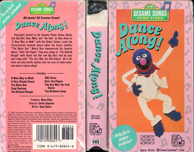 SESAME SONGS HOME VIDEO : DANCE ALONG VHS COVER, VHS COVERS