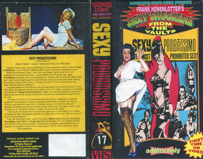 SEXY PROIBITISSIMO SOMETHING WEIRD VIDEO SEXY SHOCKERS FROM THE VAULTS VHS COVER