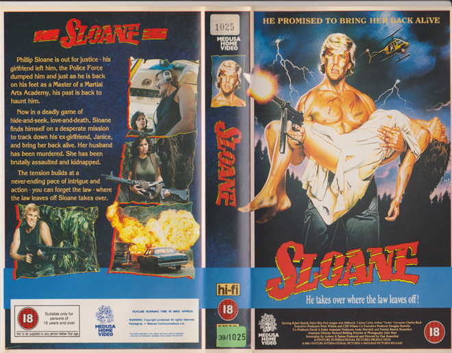 SLOANE ACTION MOVIE COVER, ACTION VHS COVER, HORROR VHS COVER, BLAXPLOITATION VHS COVER, HORROR VHS COVER, ACTION EXPLOITATION VHS COVER, SCI-FI VHS COVER, MUSIC VHS COVER, SEX COMEDY VHS COVER, DRAMA VHS COVER, SEXPLOITATION VHS COVER, BIG BOX VHS COVER, CLAMSHELL VHS COVER, VHS COVER, VHS COVERS, DVD COVER, DVD COVERS