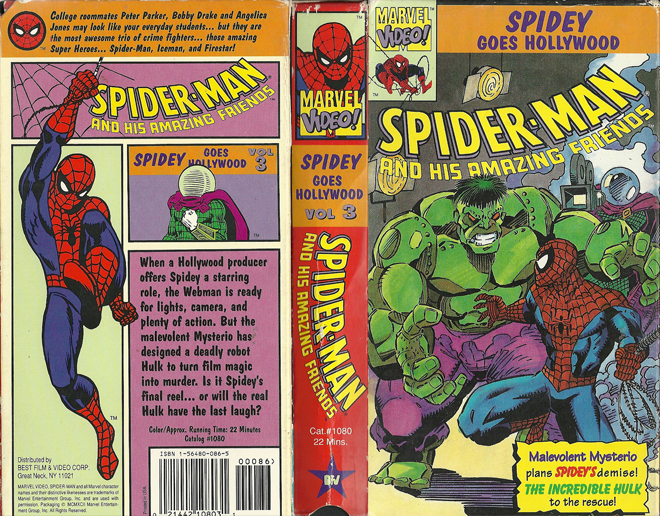 SPIDER-MAN AND HIS AMAZING FRIENDS : SPIDEY GOES HOLLYWOOD VHS COVER
